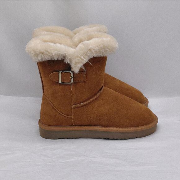 Style & Co Womens Ankle Boots Size 6 Tiny2 Chestnut Suede Faux Fur Shearling NIB - Picture 1 of 14